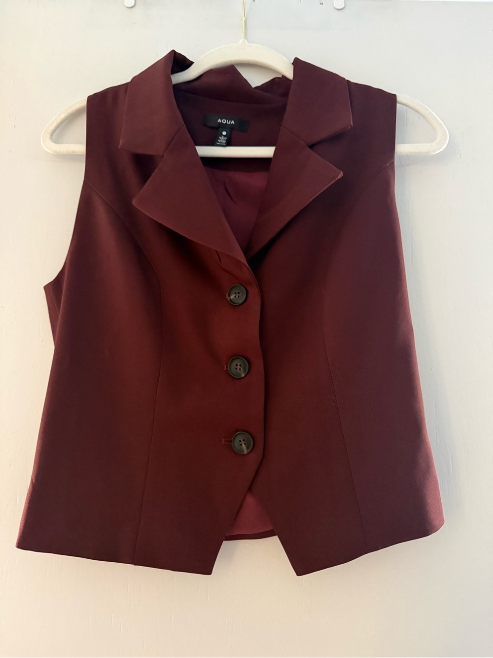 Aqua Sleeveless Blazer Vest in Burgundy